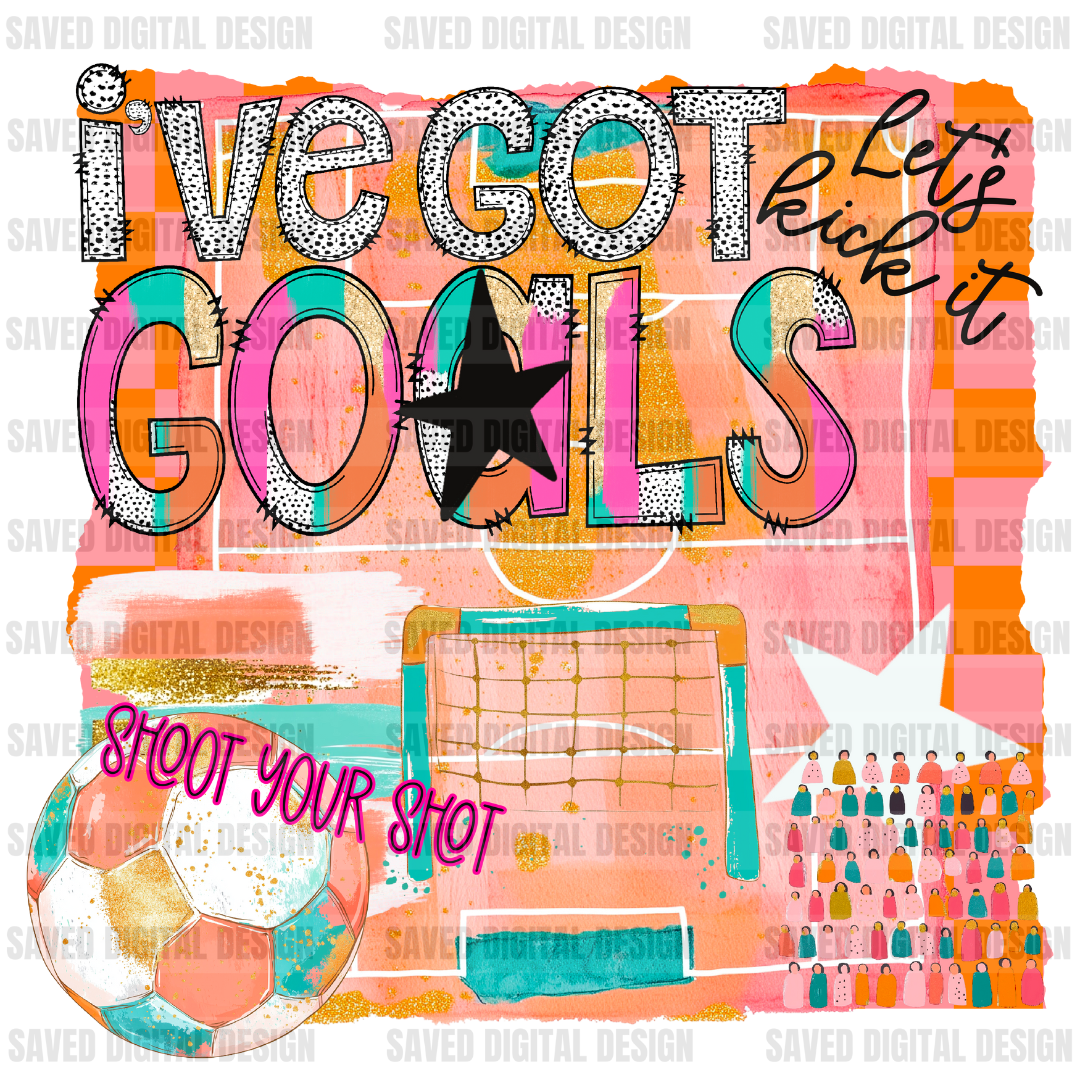 I'VE GOT GOALS PREPPY SOCCER WATERCOLOR PNG