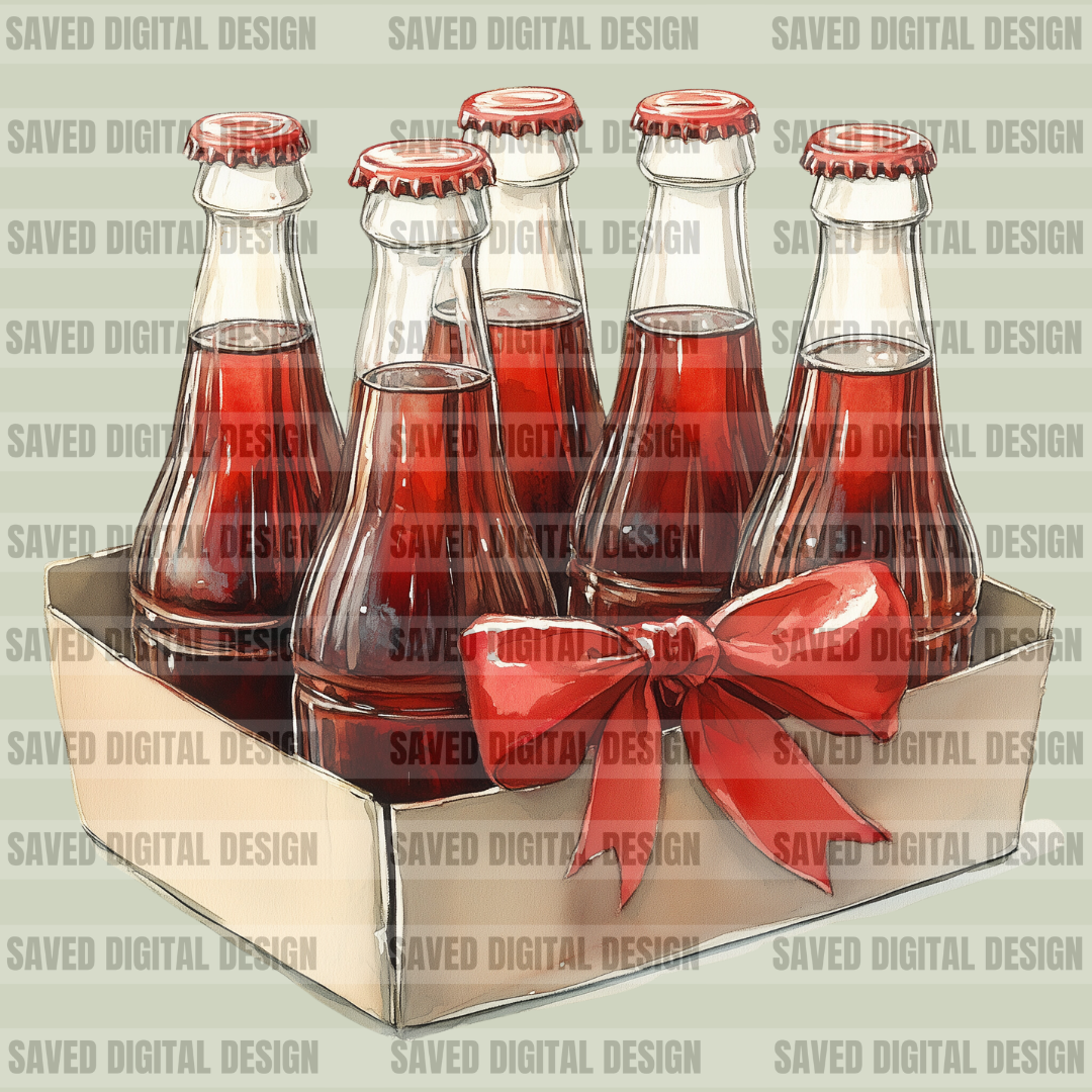 VINTAGE RED CHRISTMAS DRINK CLIPART BUNDLE