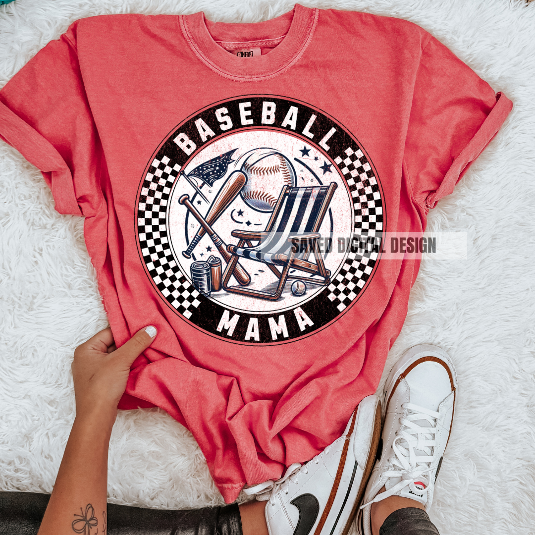 CHECKERED ROUND BASEBALL MAMA PNG