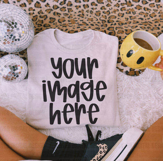 GILDAN SAND FLAT LAY TEE MOCK LEOPARD