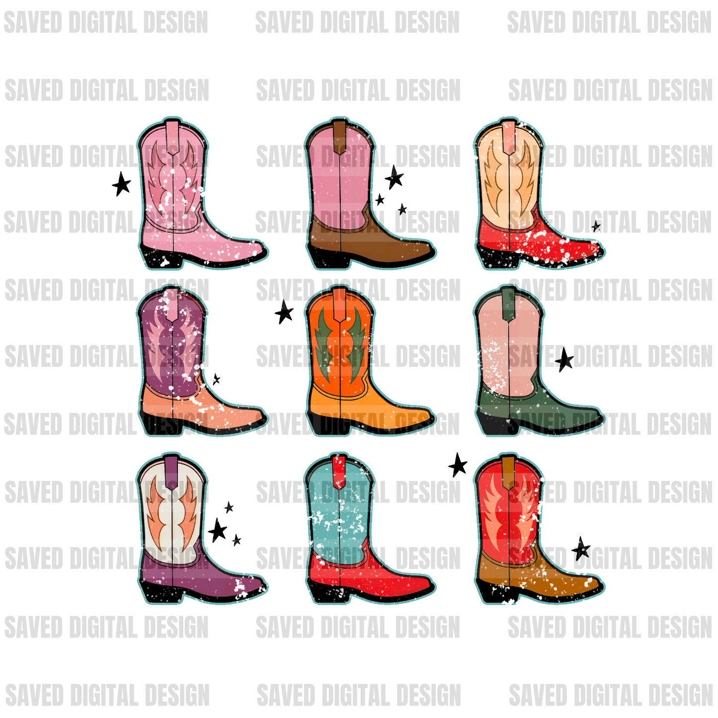 DISTRESSED COLORFUL BOOTS