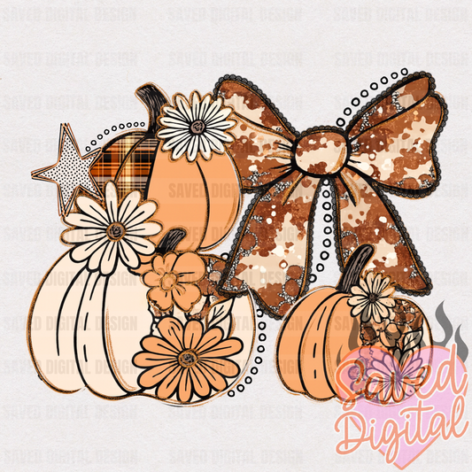 PUMPKIN TRIO WITH BOW