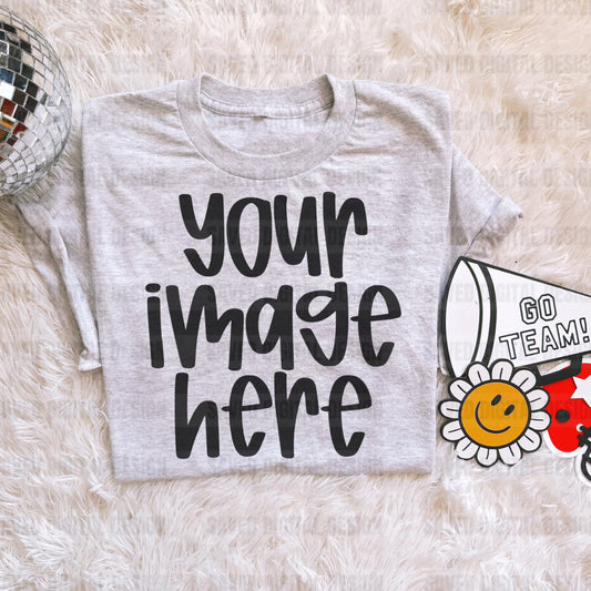 GILDAN ASH FLAT LAY TEE MOCK PREPPY CHEER