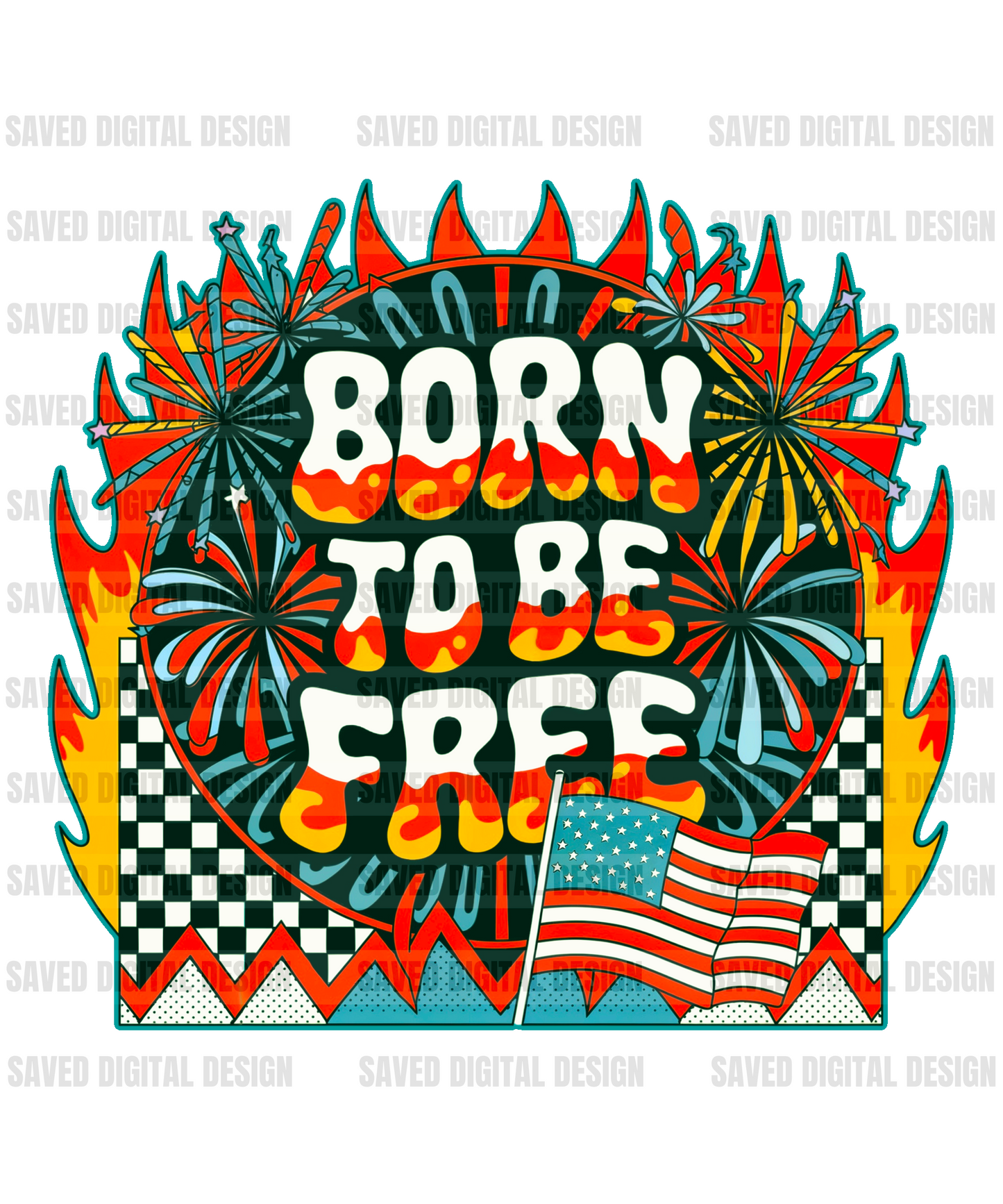 BORN TO BE FREE PATRIOTIC NEON