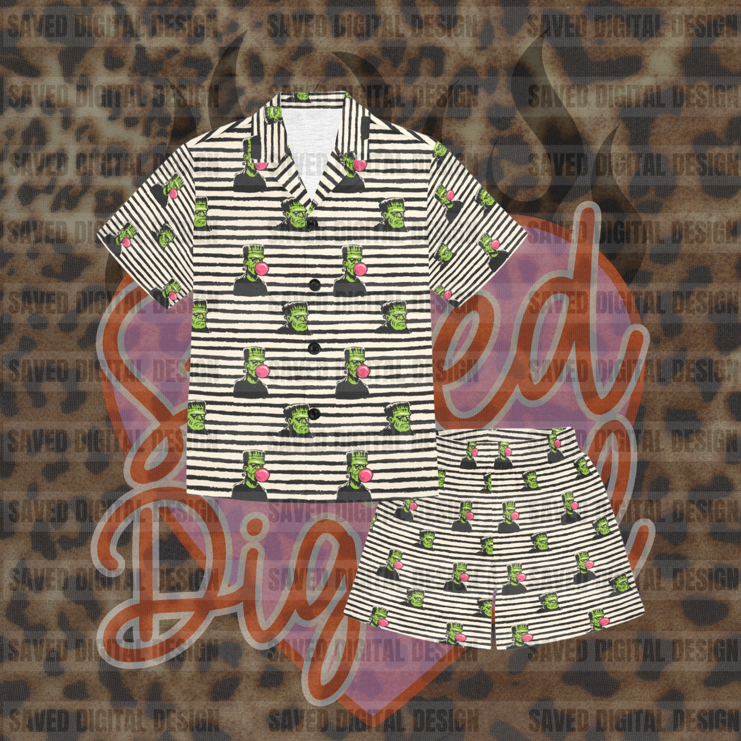 FRANKENSTEIN BUBBLE GUM STRIPES SPECIAL EDITION SEAMLESS