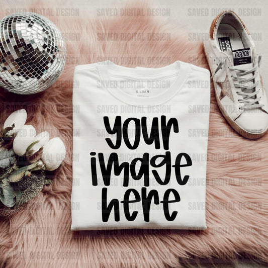 UNBRANDED FOLDED WHITE T-SHIRT MOCK