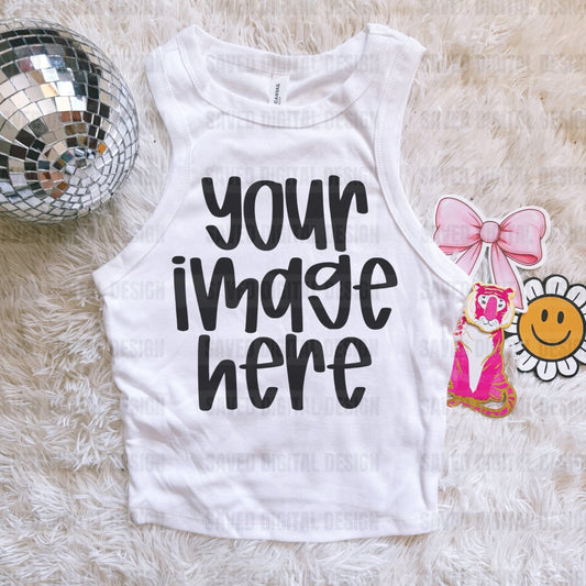 BELLA WHITE FLAT LAY TANK MOCK PREPPY BOW