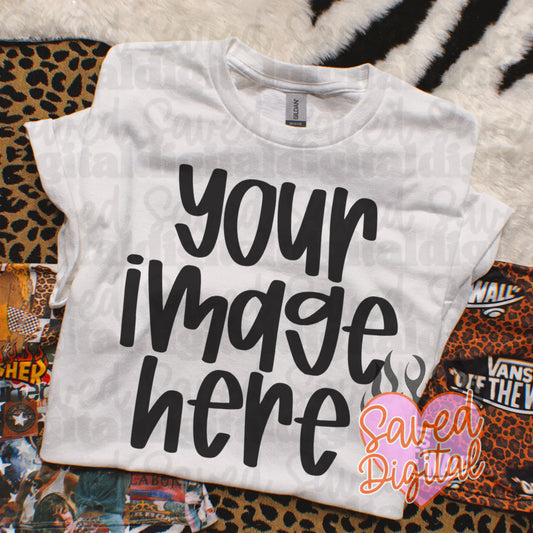 WHITE GILDAN FOLDED FLAT LAY T-SHIRT MOCK VAN TUBE TOP
