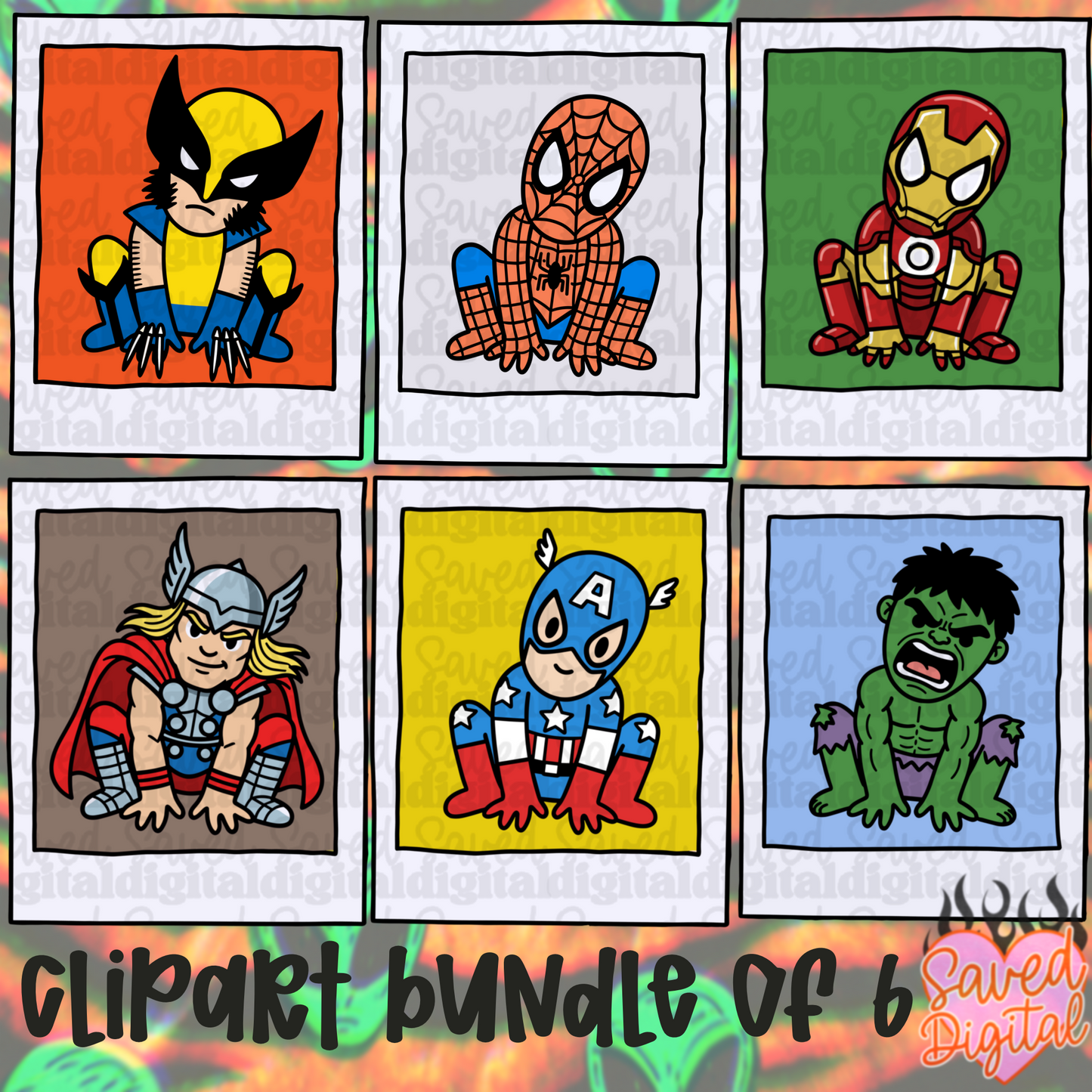 HERO POLAROID SKATER CLIPART BUNDLE OF 6