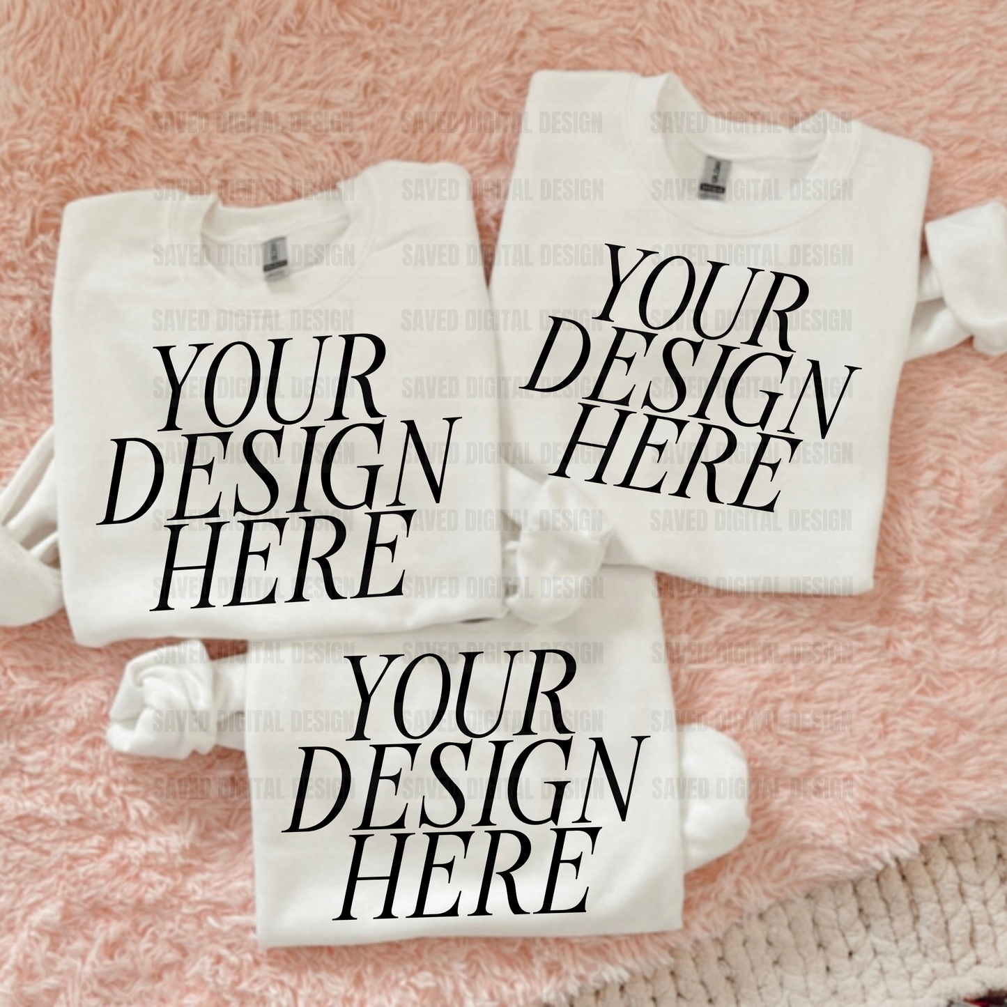 3 SWEATSHIRTS WHITE MOCK