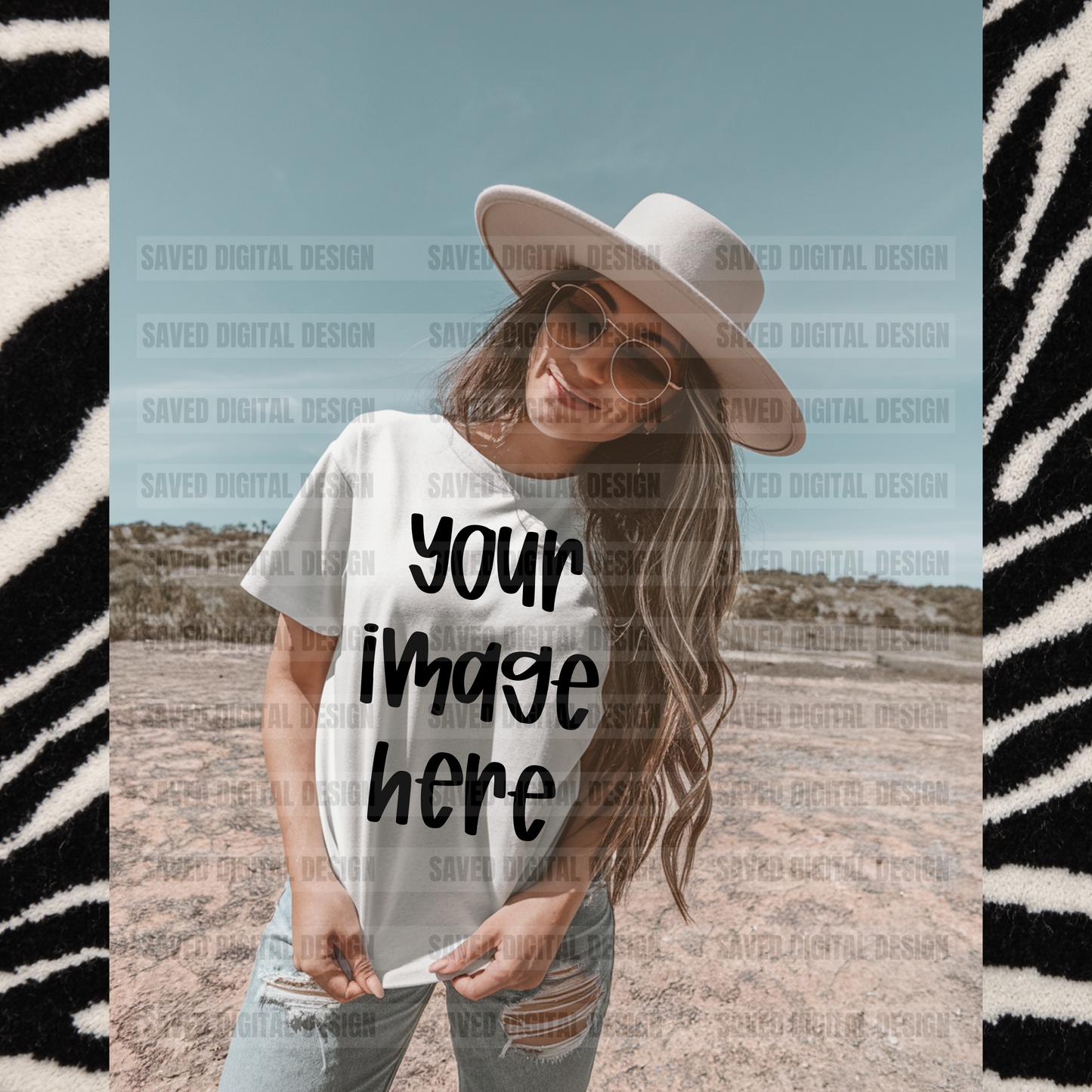 UNBRANDED WHITE T-SHIRT MODELED MOCK OUTSIDE