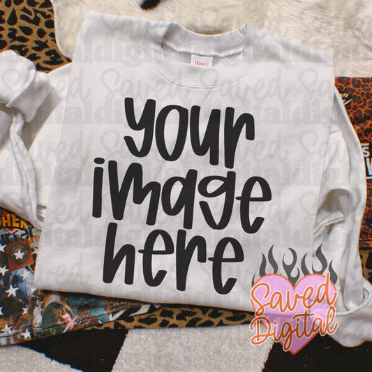 WHITE HANES FOLDED FLAT LAY SWEATSHIRT MOCK VAN TUBE TOP