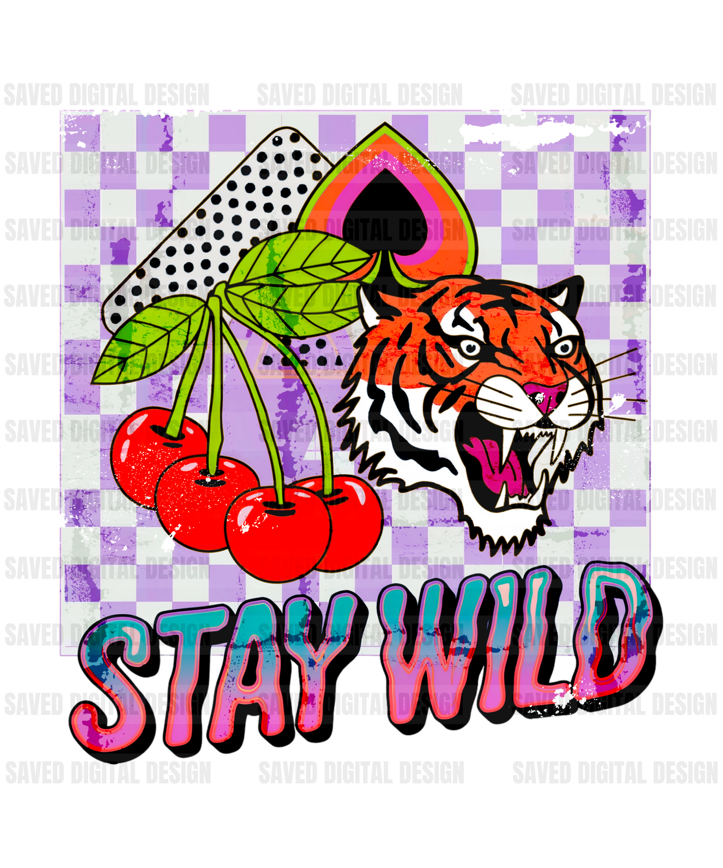 STAY WILD PURLE CHECKERED
