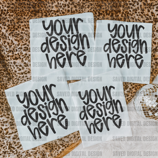 GILDAN WHITE FLAT LAY OF 4 MOCK
