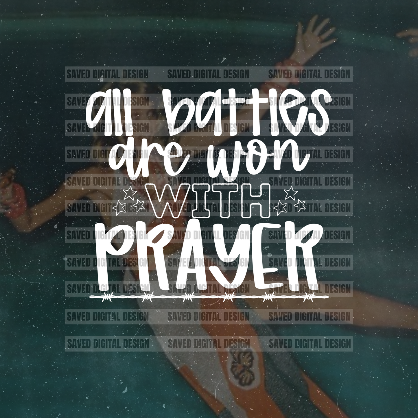 ALL BATTLES ARE WON WITH PRAYER BLACK + WHITE VERSION