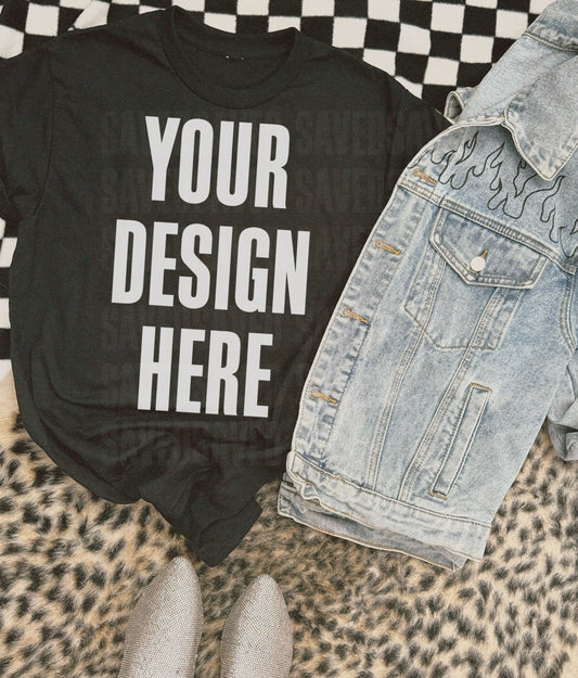 BLACK TEE WITH FLAME JACKET MOCK