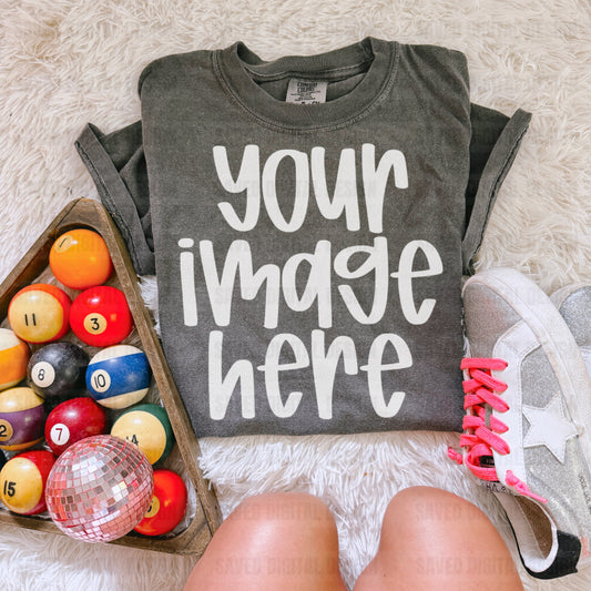 COMFORT COLOR PEPPER FLAT LAY TEE MOCK POOL