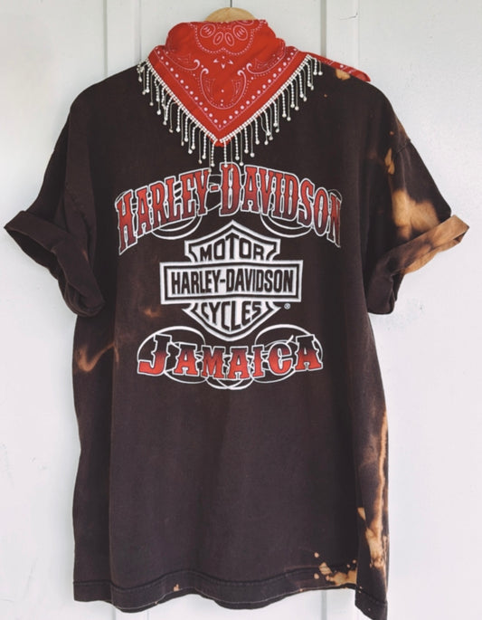 JAMAICA HARLEY TEE BLEACH DYED - XL
