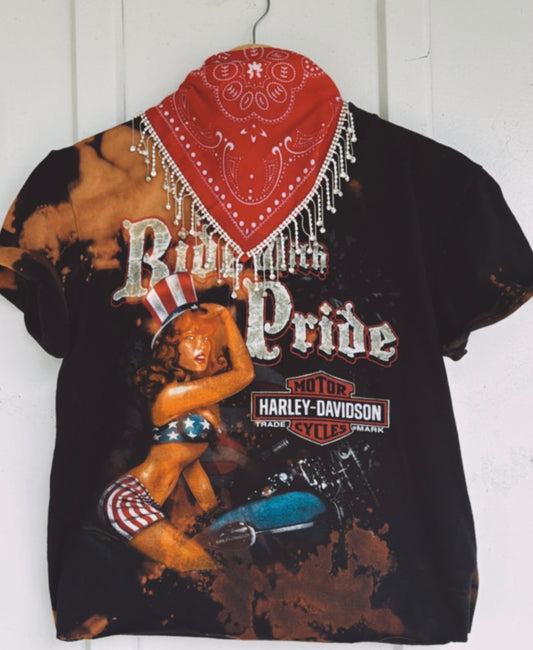 HARLEY RIDE WITH PRIDE BLEACH DYED CROP - SMALL