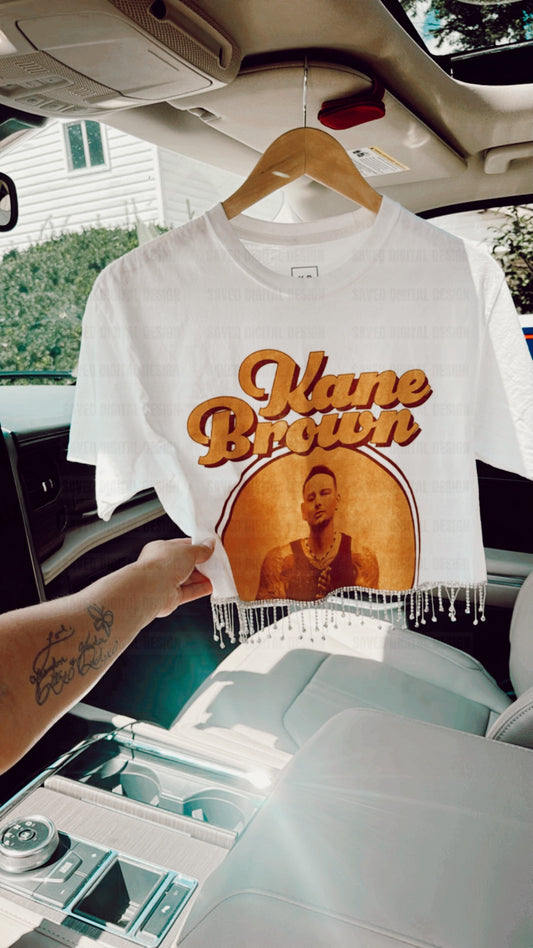 KANE RHINESTONE TASSEL CROP TEE - MEDIUM