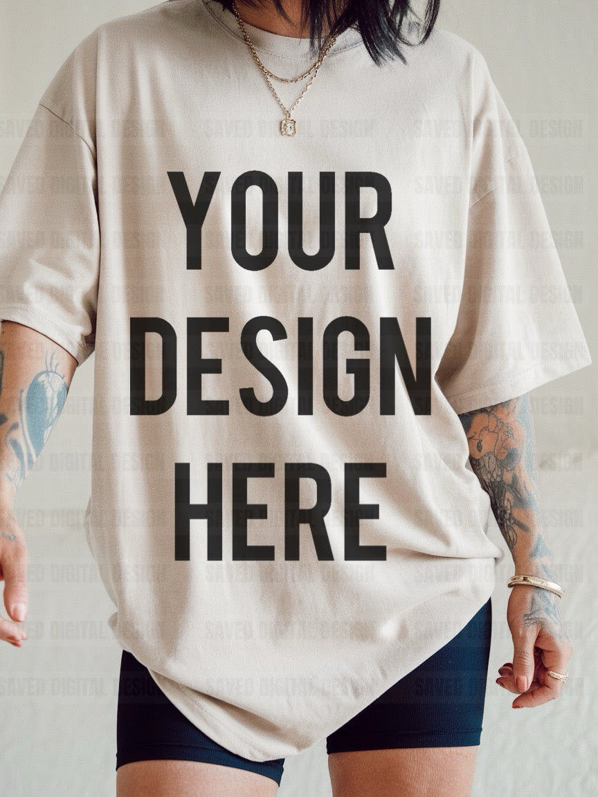 IVORY COMFORT COLOR T-SHIRT MODELED MOCK