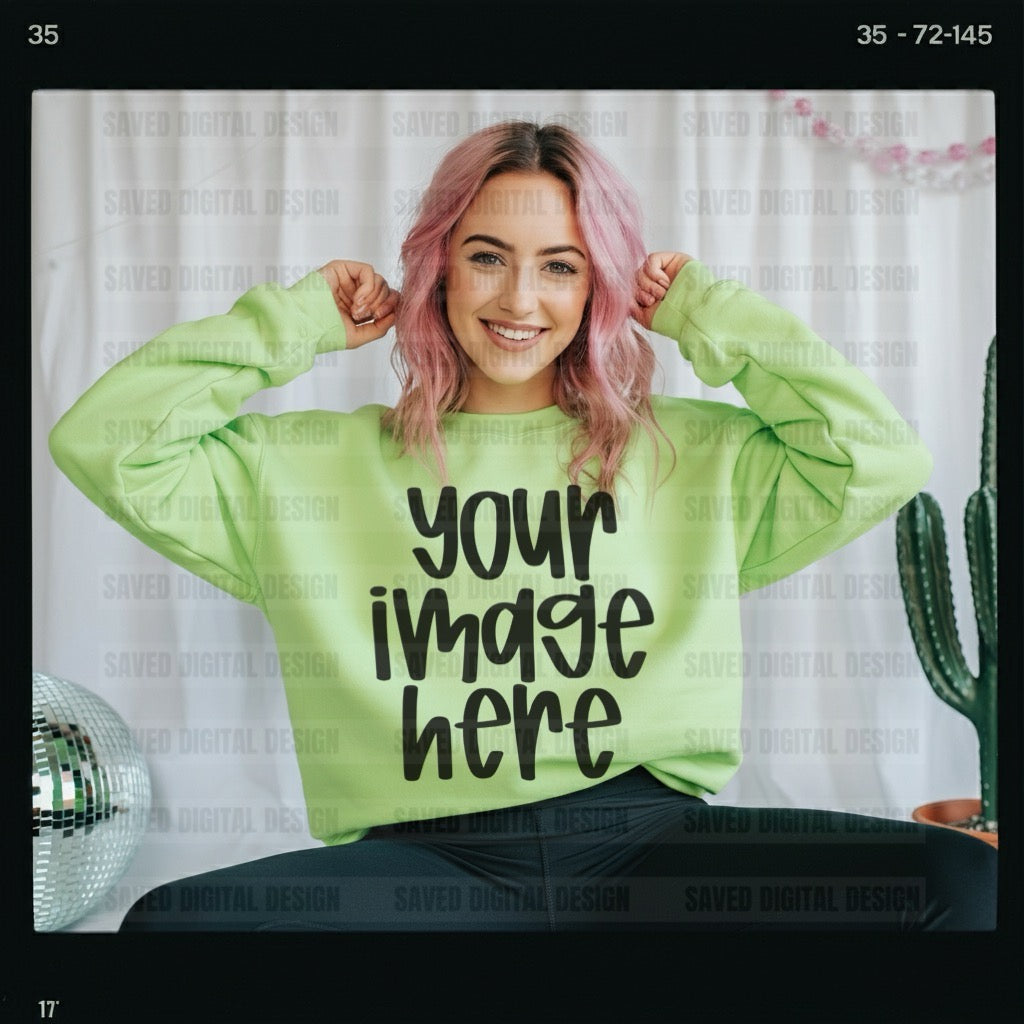LIME GILDAN SWEATSHIRT MOCK