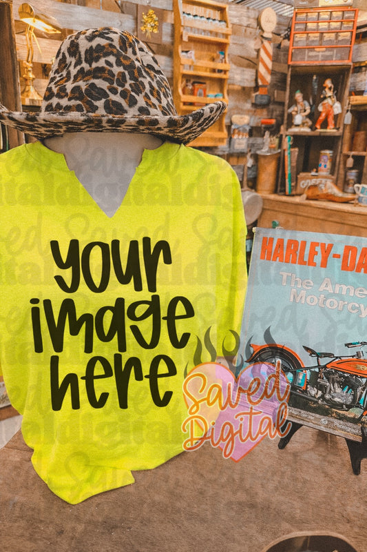 NEON YELLOW TEE STORE MOCK LEOPARD HAT HARLEY