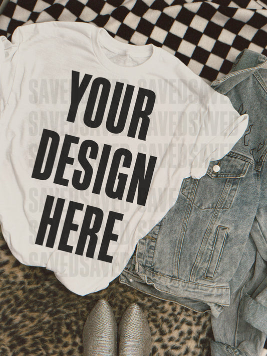 WHITE TEE WITH FLAME JACKET MOCK