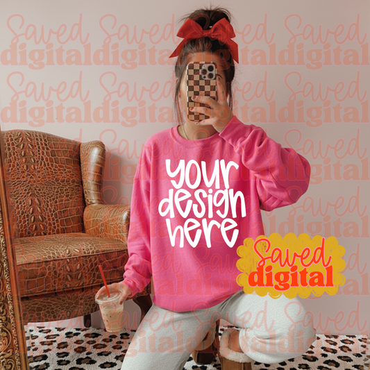 NEON PINK GILDAN MOCK