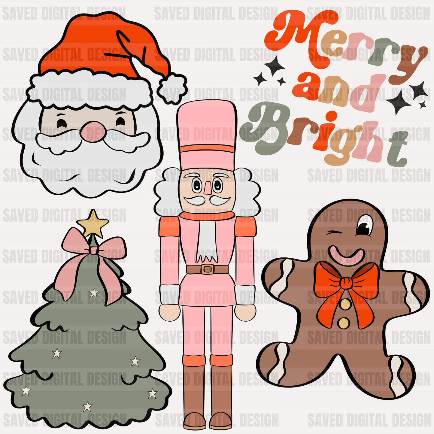 RETRO CHRISTMAS CLIPART BUNDLE