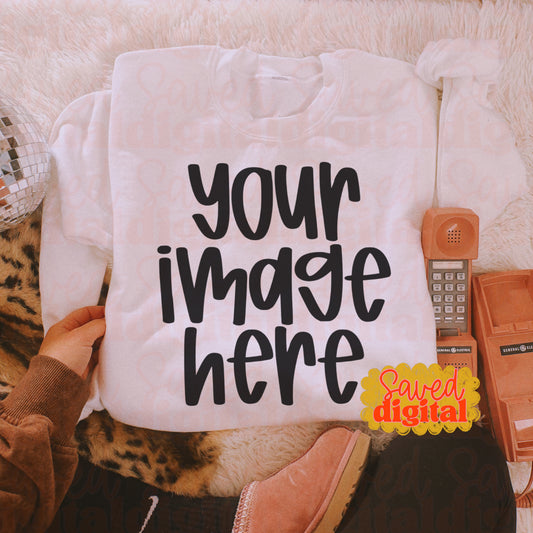 WHITE GILDAN SWEATSHIRT MOCK UP