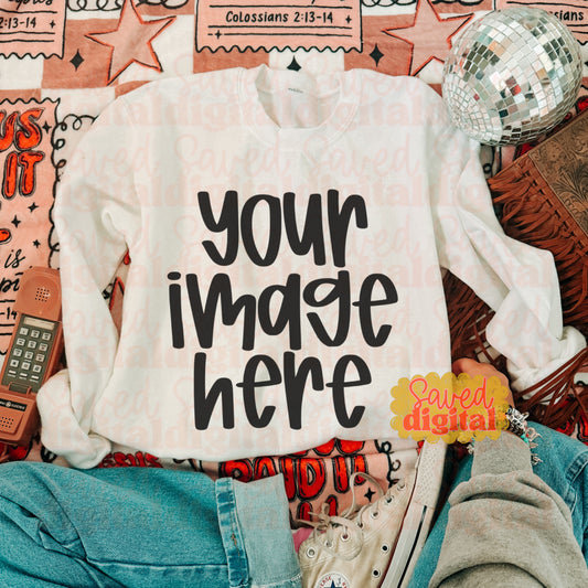 WHITE GILDAN SWEATSHIRT MOCK UP