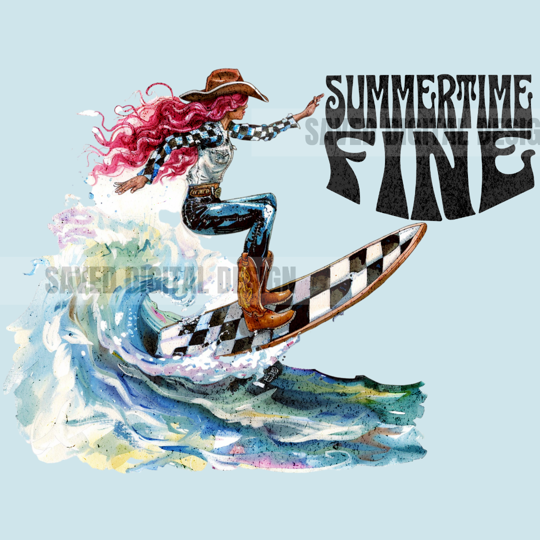 SUMMERTIME FINE SURFING COWGIRL PNG