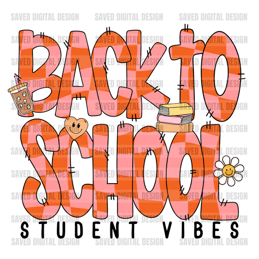 BACK TO SCHOOL PINK CHECKERED STUDENT VIBES PNG