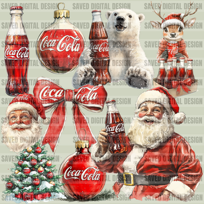 VINTAGE RED CHRISTMAS DRINK CLIPART BUNDLE