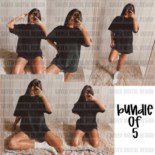 Homebody- BLACK TSHIRT MOCK BUNDLE OF 5