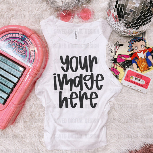 BELLA WHITE FLAT LAY TANK MOCK PREPPY