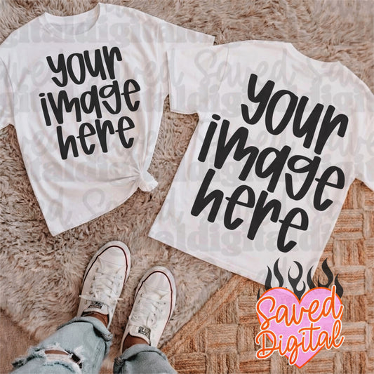 DOUBLE WHITE TEE MOCK PINK RUG