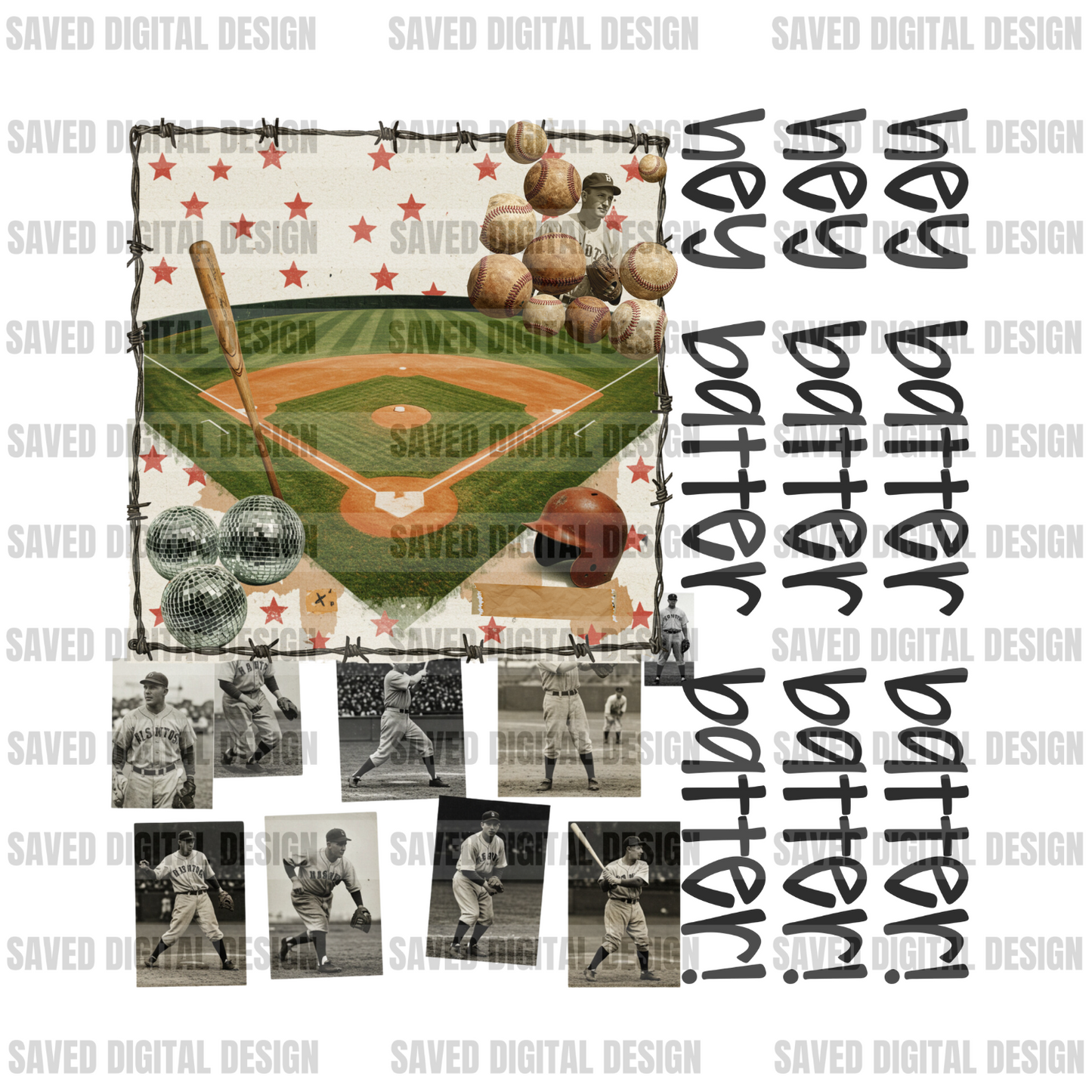 HEY BATTER BATTER COLLAGE