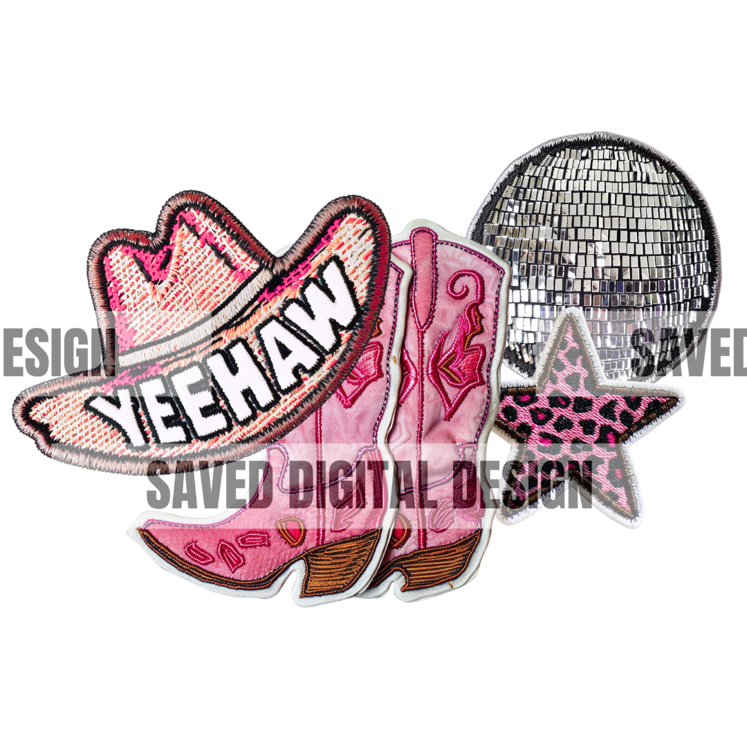 COWGIRL FAUX HAT PATCH CLUSTER PNG