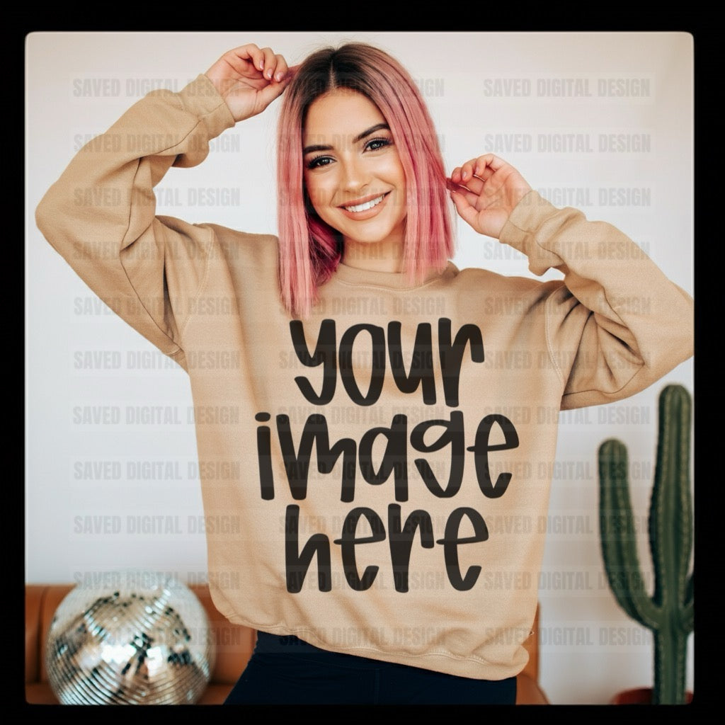 SAND GILDAN SWEATSHIRT MOCK
