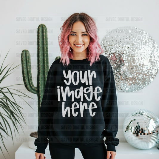 BLACK GILDAN SWEATSHIRT MOCK