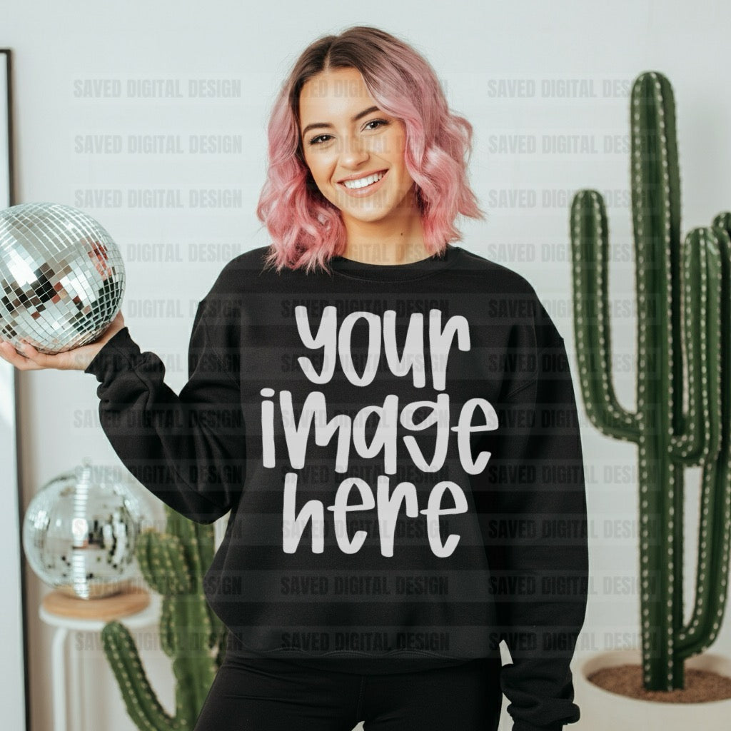 BLACK GILDAN SWEATSHIRT MOCK
