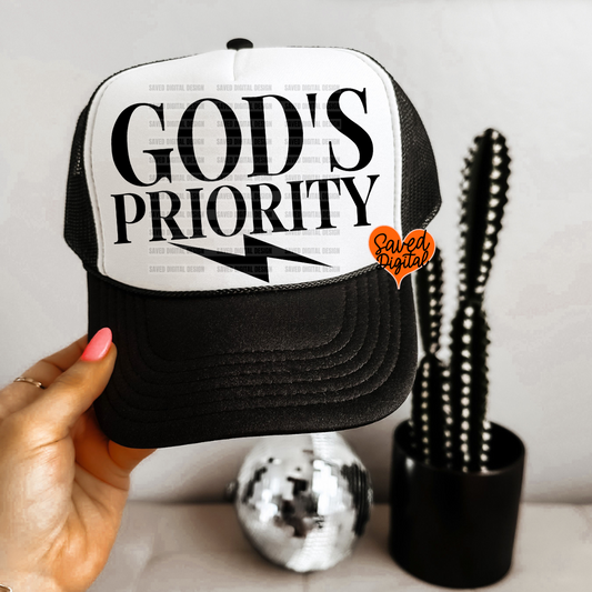 GOD'S PRIORITY TRUCKER CAP PNG