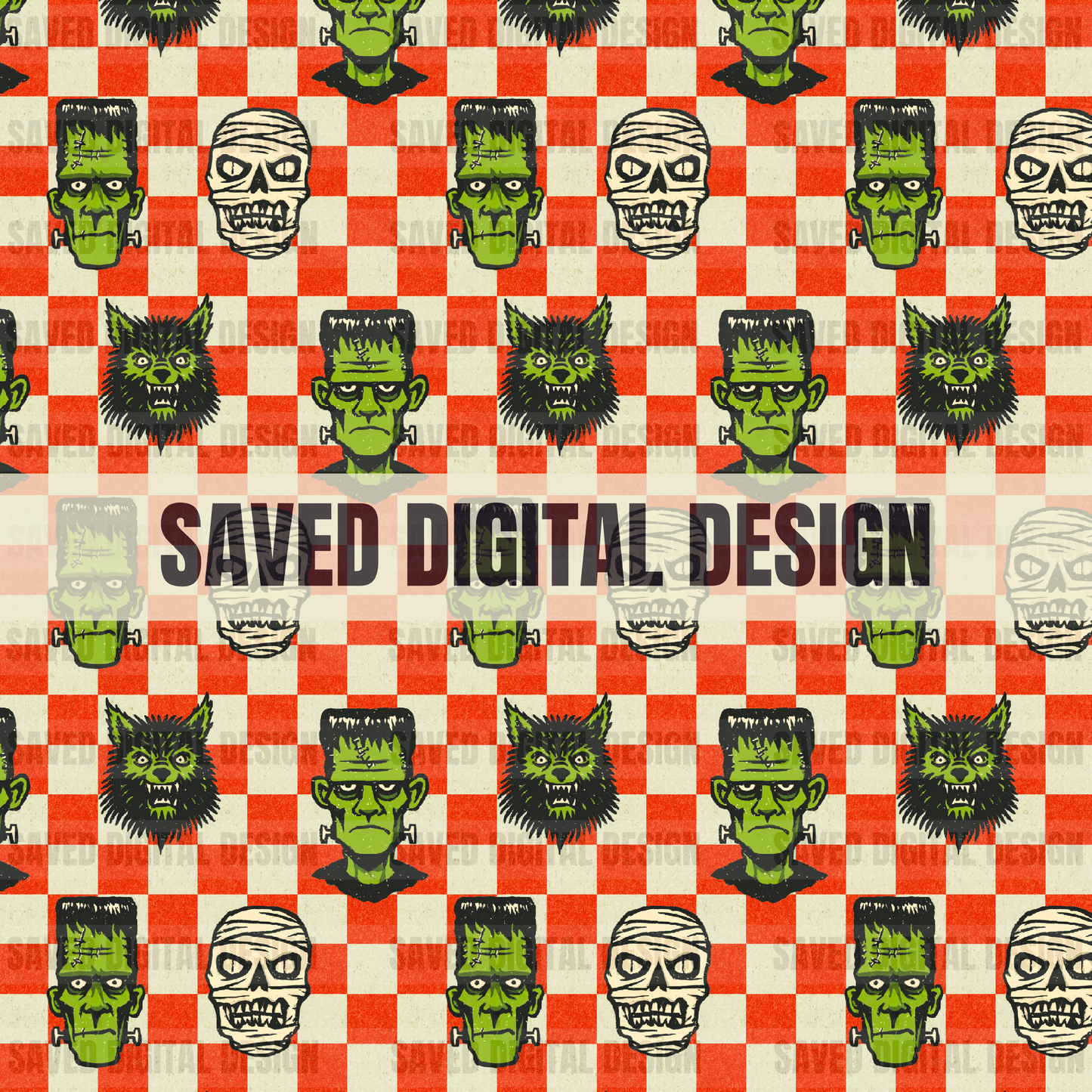 FRANKENSTEIN + MUMMY CHECKER SPECIAL EDITION SEAMLESS