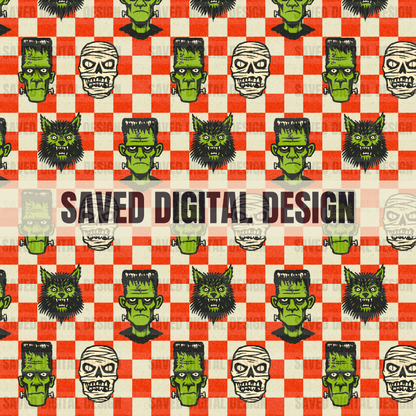 FRANKENSTEIN + MUMMY CHECKER SPECIAL EDITION SEAMLESS