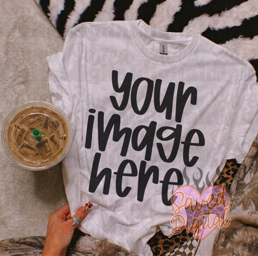 WHITE GILDAN FOLDED FLAT LAY T-SHIRT MOCK COFFEE