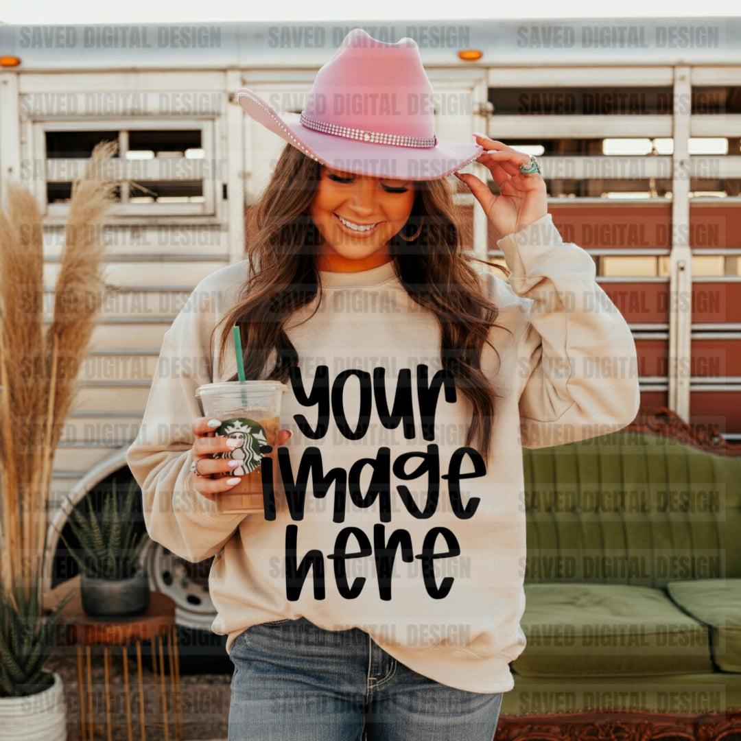 UNBRANDED SAND SWEATSHIRT COWGIRL FRONT MOCKS