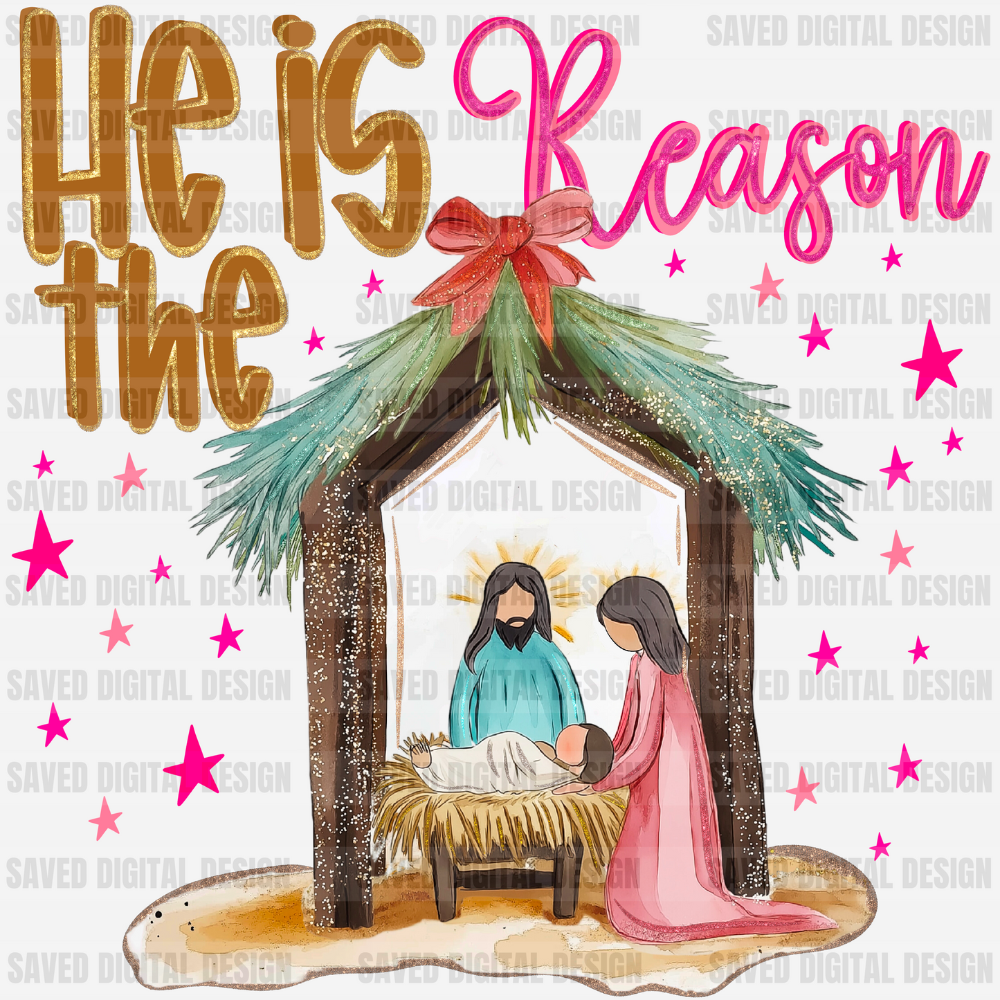 HE IS THE REASON GLITTER WATERCOLOR COQUETTE