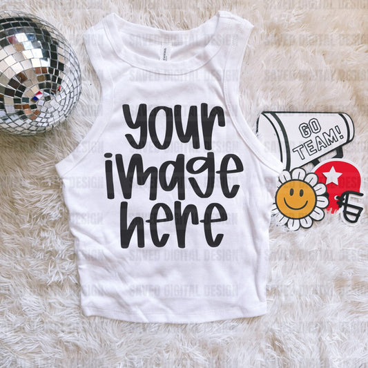 BELLA WHITE FLAT LAY TANK MOCK PREPPY CHEER